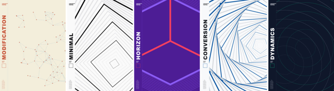 Swiss abstract poster with purple blue geometric line patterns