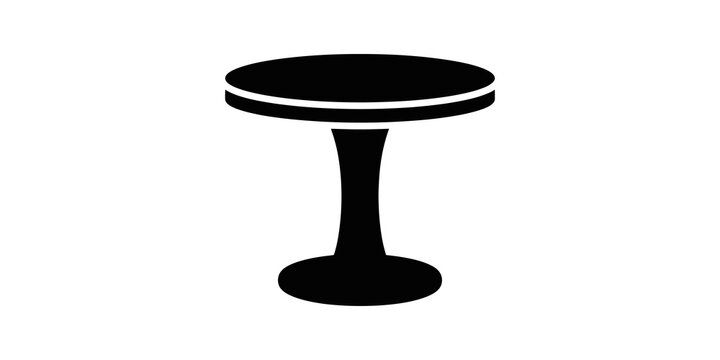 Minimalist round table black silhouette icon for furniture design and interior decoration concepts.