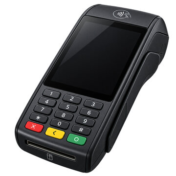 Sleek Handheld Contactless POS Card Payment Terminal Mockup on Transparent Background PNG
