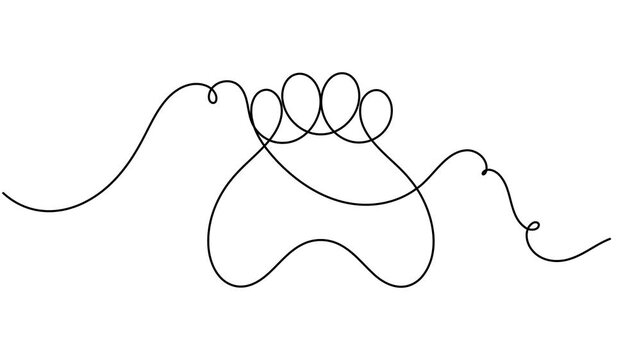 Animated animal and dog paw icon sign continuous one line art single drawing moving on white background minimalist monoline collection of pet finger and footprint concept symbol animation