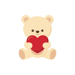Fototapeta premium Teddy bear holding a red heart