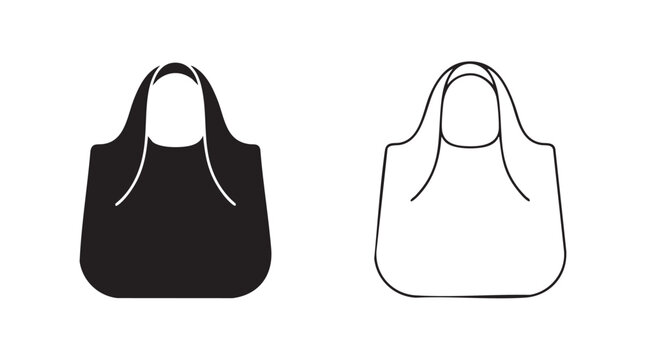 reusable shopping bag vector icon silhouette with line art silhouette silhouette with line art vector icon