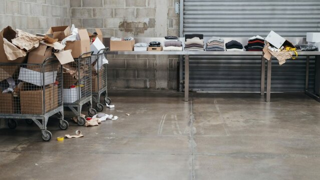 Retailer's returns bay heaped with opened parcels in the week after a gifting peak