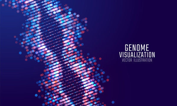 Genomic data visualization. Abstract DNA sequencing and genome mapping graphics. Scientific concept for medical research, biotechnology, and genetic testing. Vector illustration.