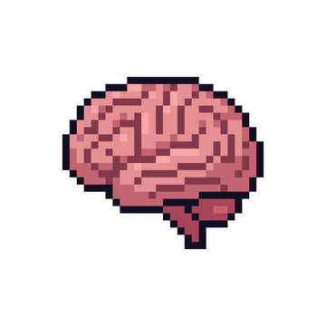 Pixel Art Human Brain Vector Illustration