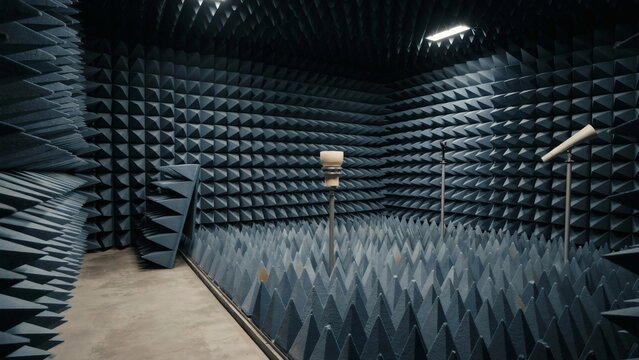 Interior of an anechoic test chamber between measurement runs