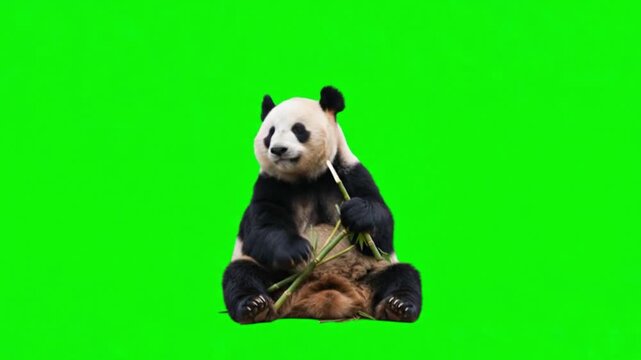 Realistic Panda Natural Movement on Green Screen Background &ndash; Giant Panda Wildlife Animal Video Footage