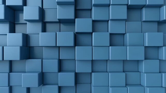 Abstract blue cubes wave animation with clean background for digital technology concepts