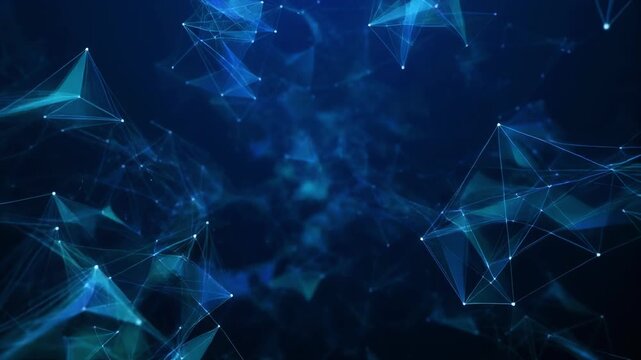 Abstract blue network connections pulsing with light in deep space during a digital transformation concept