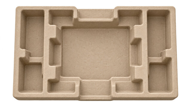 Molded Fiber Pulp Packaging Cushion Tray Insert on Transparent Background PNG