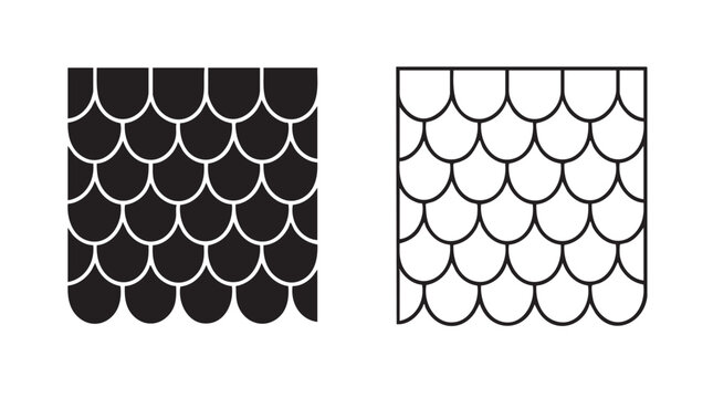 roof shingles silhouette with line art vector icon design