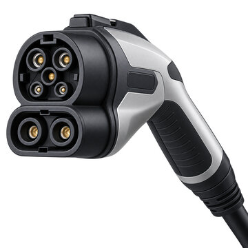 Electric Vehicle EV Charging Plug Connector Nozzle Handle on Transparent Background PNG