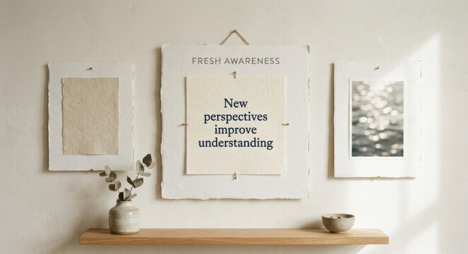 Inspiring Quotes Displayed in Paper Frames on a Shelf