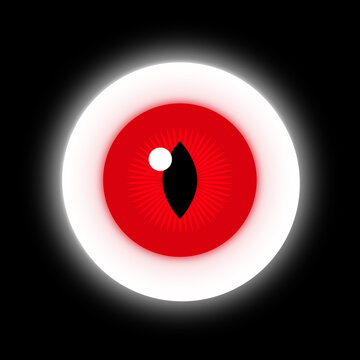 Simple red cat-eye neon light icon &mdash; themes include eyes, Halloween, grotesque, scary, ghosts, and eeriness