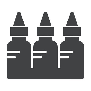 Cyan Magenta Yellow Ink Cartridge Icon Set With CMY Labels, Flat Design Print Symbol
