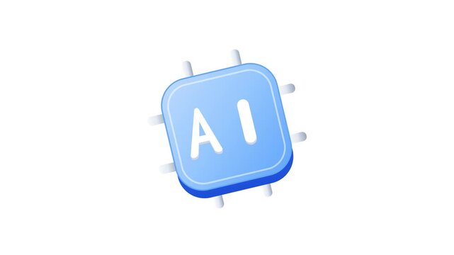 Minimalist blue computer chip icon representing artificial intelligence technology.