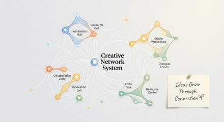Fototapeta premium Creative Network System Infographic Visualizing Innovation and Collaboration