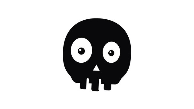 A simple black and white vector illustration of a cute cartoon skull.