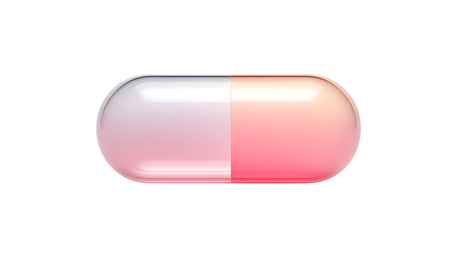 A pink and white capsule pill shape