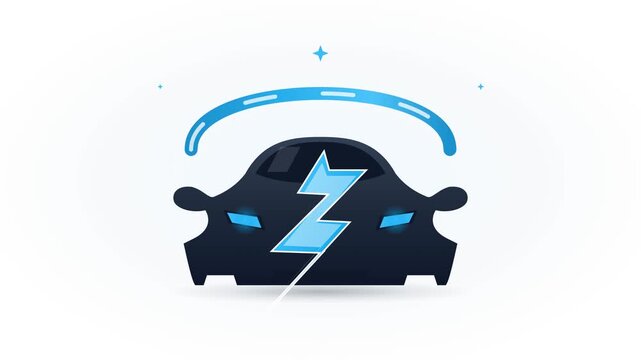 Minimalist flat vector illustration of an electric car charging concept.