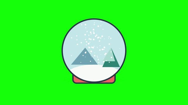 Snow globe winter scene icons on green screen