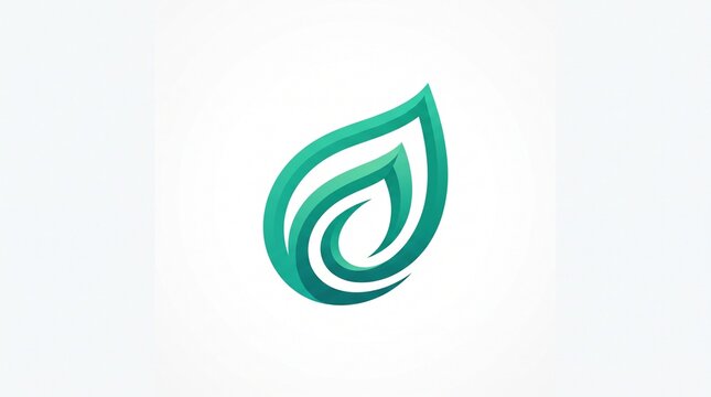 Modern teal leaf logo with smooth flowing contours, symbolizing nature, sustainability, growth, wellness, and eco-friendly concepts