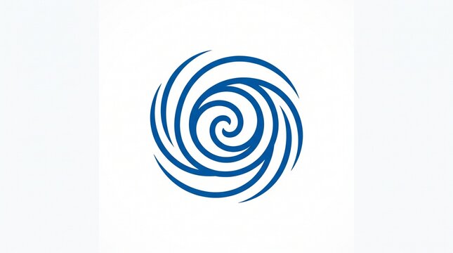 Dynamic blue spiral logo formed by concentric flowing curves, representing growth, focus, motion, energy, and continuous development