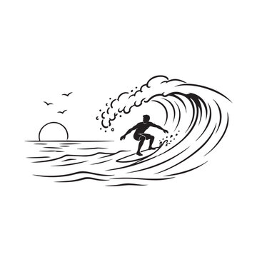Surfer and waves