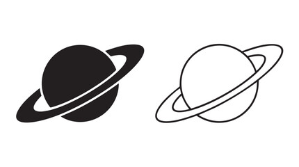 saturn planet vector icon with silhouette and line art design silhouette with line art vector icon © Shamsul