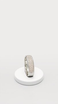Champagne Diamonds on Platinum Pave Ring in Seamless Loop