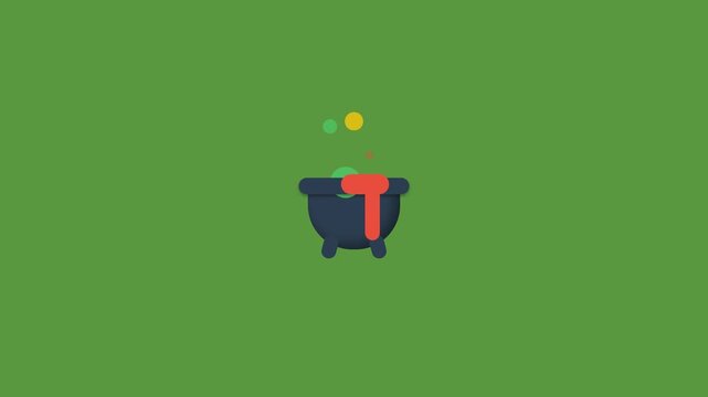 Bubbling Cauldron Animation with Magical Potion Brew