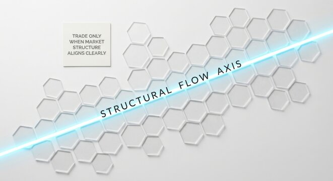 Abstract Hexagonal Pattern with Blue Flow Axis