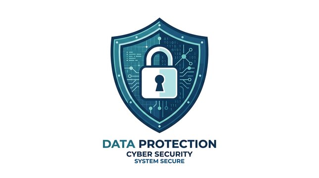 Digital shield icon featuring a padlock and binary code patterns for professional cybersecurity system protection branding
