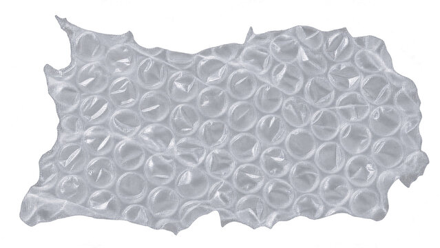 Torn Piece of Clear Plastic Bubble Wrap Packaging Material on Transparent Background PNG