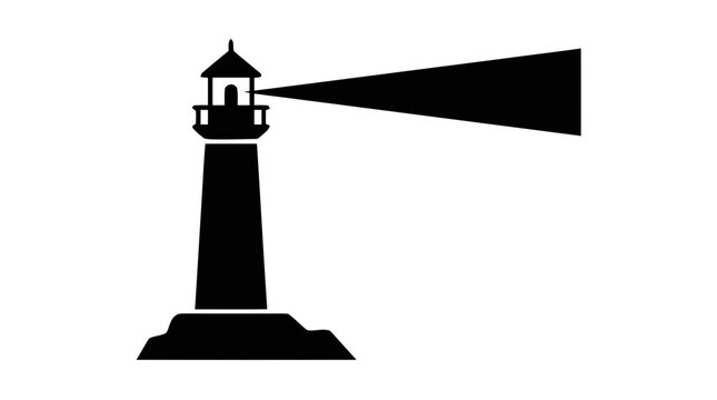 Vector illustration of lighthouse icon with light beam on a transparent background