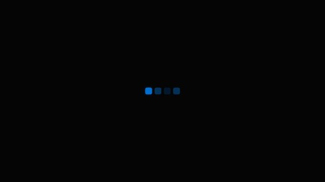 Abstract loading screen with blue dots on black background