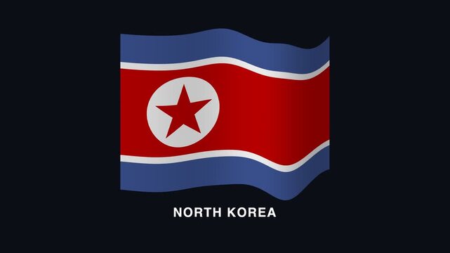 Flag of North Korea waving in the wind. Seamless looping 4K animation of the national flag of North Korea.