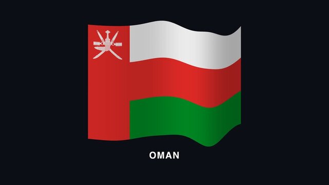 Flag of Oman waving in the wind. Seamless looping 4K animation of the national flag of Oman.