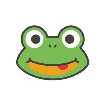 Cartoon frog face with tongue sticking out