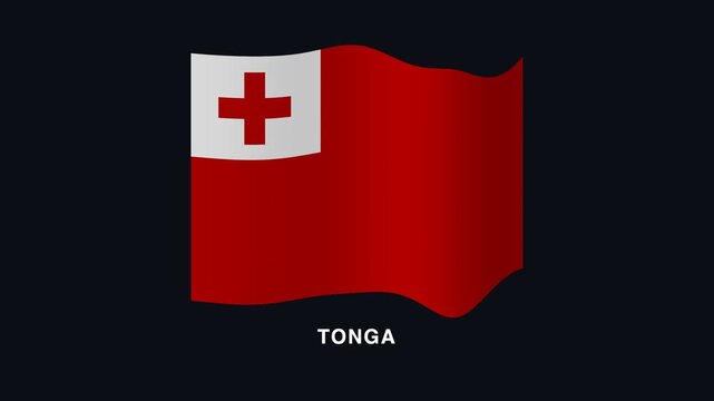 Flag of Tonga waving in the wind. Seamless looping 4K animation of the national flag of Tonga.
