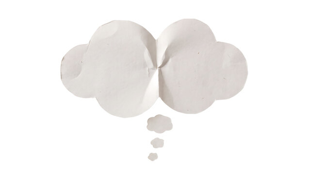 Paper thought bubble cloud cutout illustration isolated on transparent background