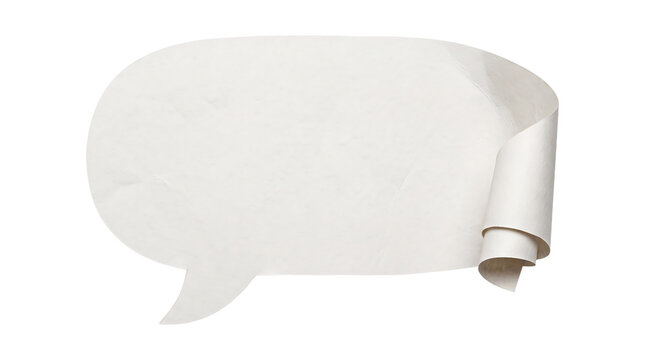 Empty speech bubble with rolled corner for text or message isolated on transparent background