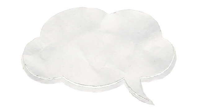 Fluffy white speech bubble with a tail isolated on transparent background