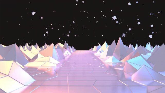 Neon metallic mountain waves animation. (loop)