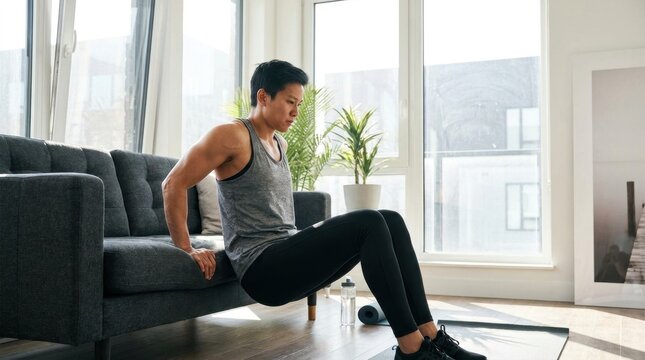 A lean person holding a strict forearm plank on a mat, focusing on core stability and muscle tone.