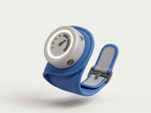 Continuous blood pressure monitoring cuff 3D clay model featuring wireless medical transceiver for remote hypertension tracking