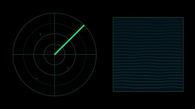 Tactical Sonar Waterfall Depth Sounder HUD with acoustic seabed echo sounding bathymetry