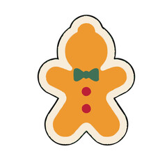 Obraz premium Gingerbread man cookie with bow tie and buttons