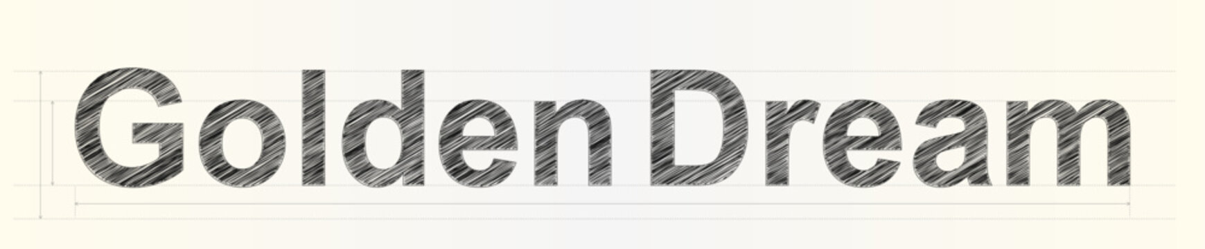 Golden Dream text artistic graphic design element featuring a scribble effect for luxury branding and inspiration
