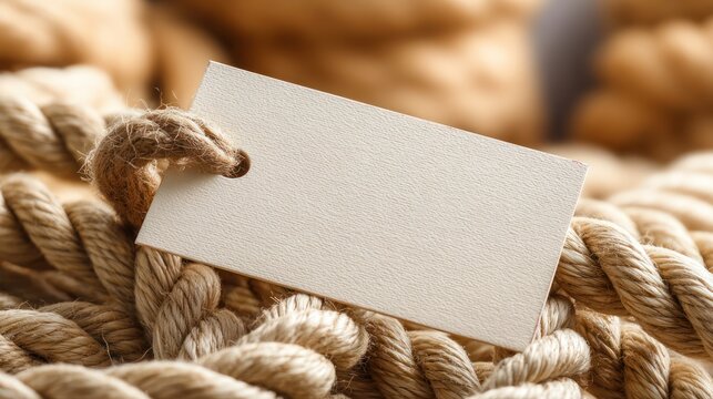 Natural Rope Texture with Blank Tag on Thick Twisted Rope